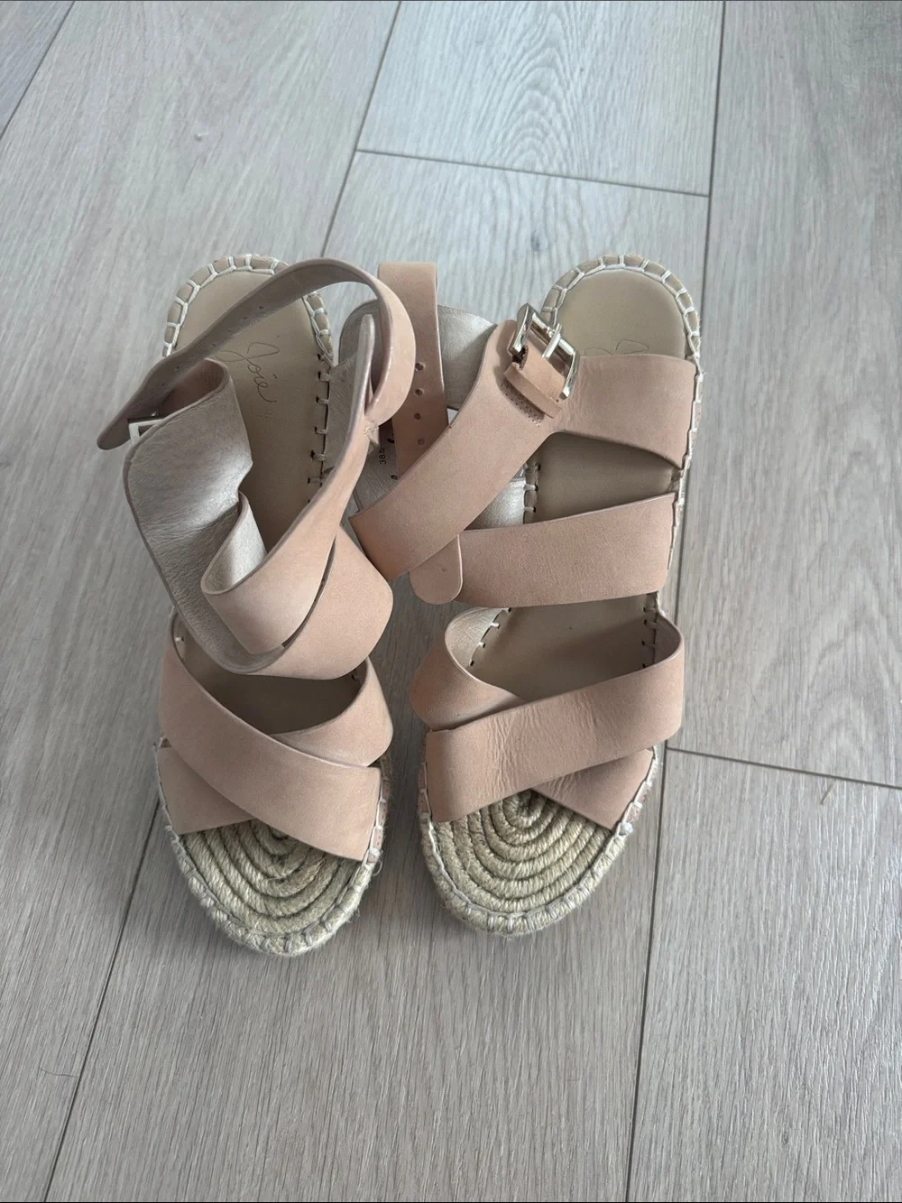 Joie Blush Tan Espadrille Wedge Sandals